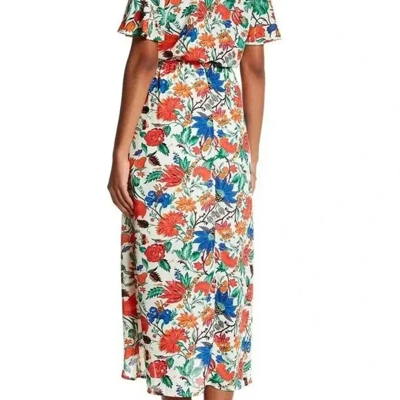 NEW Fraiche By J Cold Shoulder Floral Maxi Dress - Picture 2 of 3